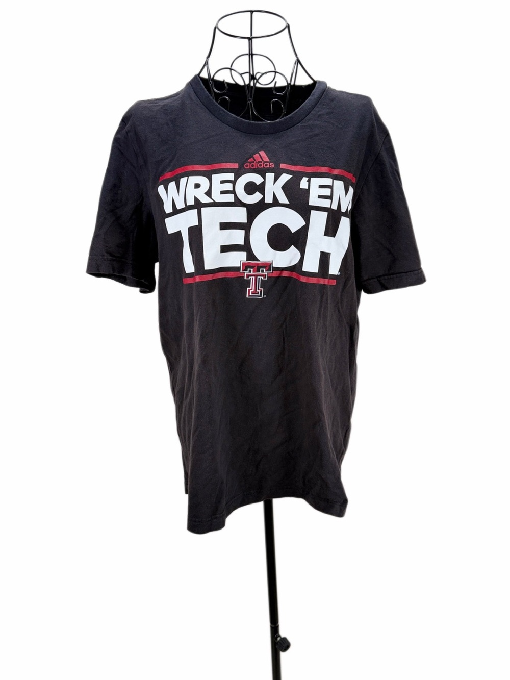 adidas Black Wreck 'Em Tech Graphic Tee with Red Accents